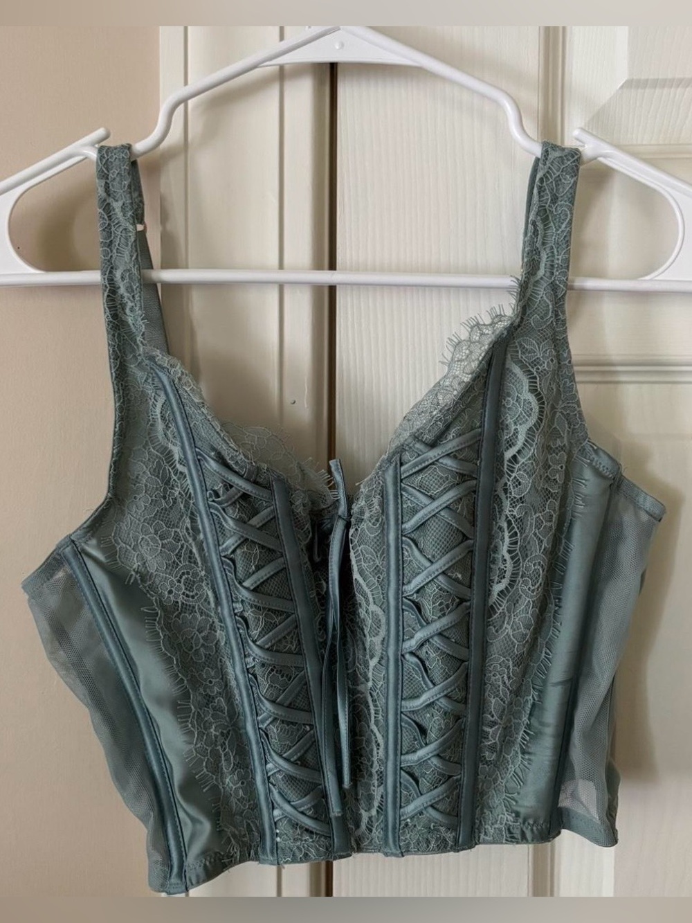 Victoria's Secret Sage Green Lace-Up Bustier